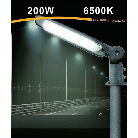 TrAdE Shop Traesio - Lampada Stradale Inclinabile Led Lampione Faro Esterno 200watt Luce 6500k Lp-200 - (1/5)