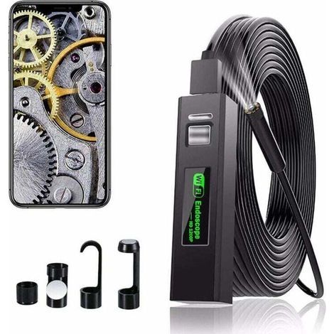 Caméra endoscopique WiFi avec USB, HD 1200p, étanche IP68, avec 8 LED pour iPhone, Android, iPad, Mac, PC et ordinateur portable (câble flexible de 1 m) (1/4)