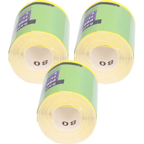 3 Bobines de papier abrasif Grain 80 Ponçage Bois Métal Oxyde d'Aluminium Bande Ponceuse Jaune (1/5)