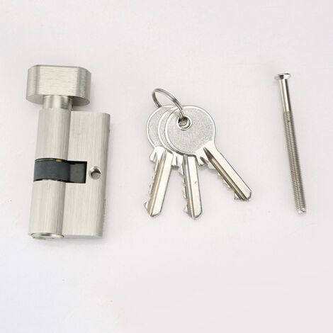 QORVA-Cylindre de Serrure à Bouton 30x30 mm pour Porte Extérieure/Entrée, 4 Goupilles, 3 Clés, Nickelé