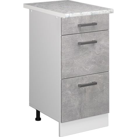 Unterschrank R-Line, Beton, 40 cm mit Schubladen, Vicco