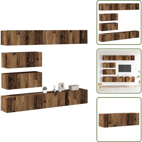 Ensemble de meuble TV mural 6 pcs vieux bois bois d'ingénierie - Ensemble De Meubles TV - Ensembles De Meubles TV - Meuble TV - Meuble Hifi (1/5)