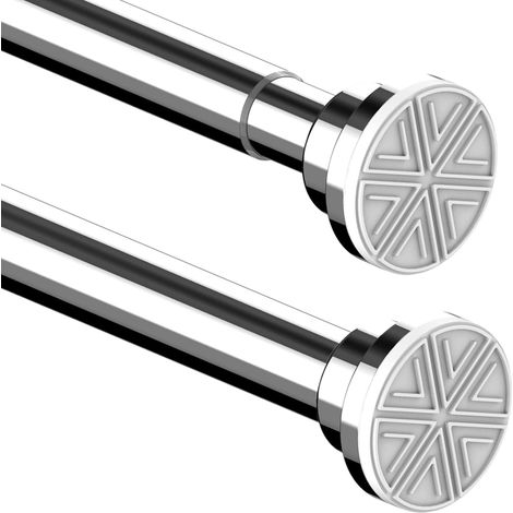 Barre rideau tringle a rideau sans percage pour armoire portes fenêtre Argent 69-90CM Φ25mm (1/5)