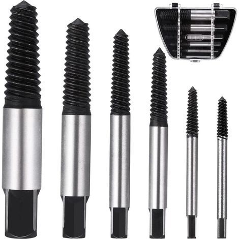 Extracteur de Vis M3-M22, 6 Pièces Extracteurs de Vis Cassé, Tourne a Gauche Extracteur avec Boîte de Rangement pour Enlever Vis Rouillées, Coincées ou Abîmées (1/5)