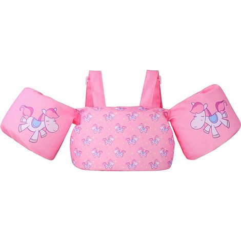 Gilet de sauvetage pour tout-petit, gilet de sauvetage enfant avec bretelles, gilet de flottaison pour bébé, gilet d'apprentissage de la natation - Rose (1/5)