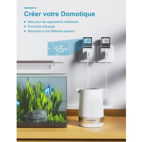 Prise numérique programmable, minuterie hebdomadaire Maxcio avec écran LCD, minuterie de prise électrique 12 h/24 h/7 jour (1/3)