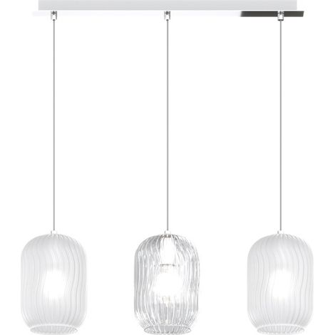 Sospensione Contemporanea Tender Metallo Cromo Vetro Bianco 3 Luci E27 (1/3)