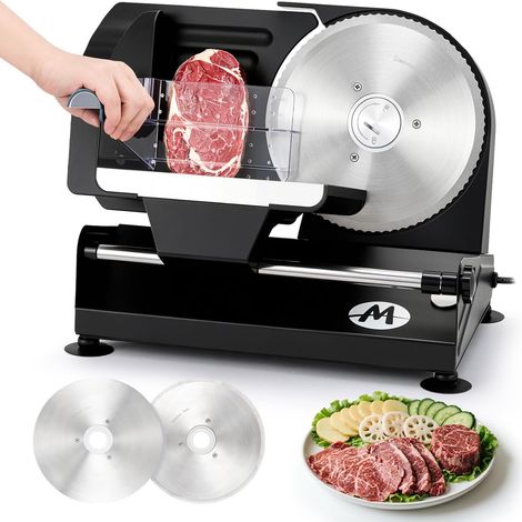Trancheuse Électrique pour Aliments Moongiantgo - Double Lame Inox 185 mm et Épaisseur Réglable 1-20 mm (1/5)