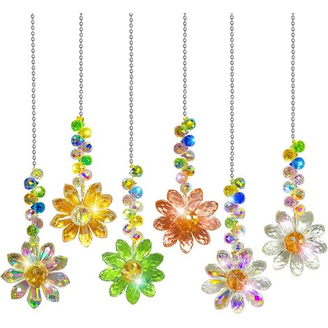 Attrape-Soleils en Cristal Coloré, Pendentif Prisme Suncatcher, Décoration Soleil, Ornement Capteur, Fabricant Arc-en-Ciel Suspendu pour Fenêtre et Jardin
