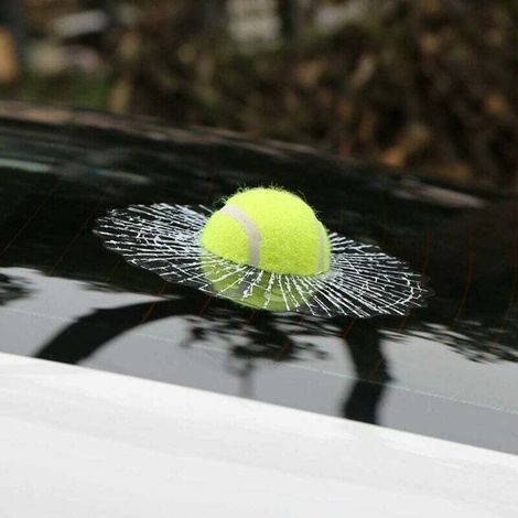 Adesivi 3D per auto, divertente palla che colpisce il finestrino dell'auto, adesivo decorativo per veicoli, accessori per decalcomanie + raschietto (Tennis verde) - Fei Yu (1/4)