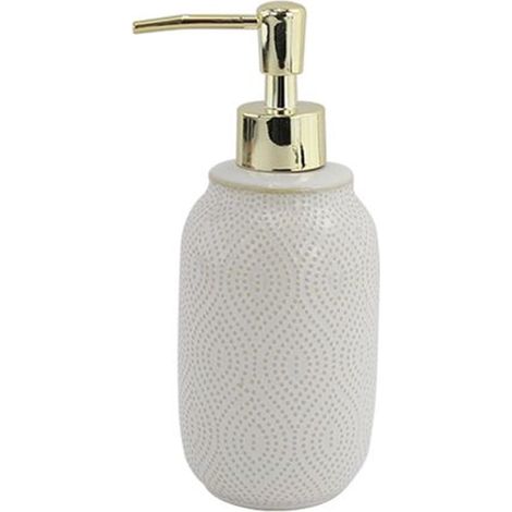 Cleafe - Dispenser Porta Sapone Liquido Bagno Bianco Design Etnico Con Pompa Dorata 87790 - (1/2)