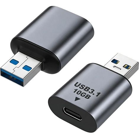 2er-Pack USB-C-Buchse auf USB-A-Stecker 3.1 Gen2 Adapter, Typ-C auf USB OTG Schnellkonvertierung 10 Gbit/s, 5 V/3 A Ladeleistung, Aluminium-Stecker (Typ A auf Typ C), kompatibel mit iPhone 16/15 Pro M (1/5)
