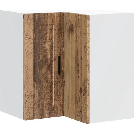 Mobile angolare da cucina a parete dal design pulito e moderno e con pratico spazio contenitivo 57 x 57 x 60 cm realizzato in legno composito con finitura effetto legno anticato (020050410)
