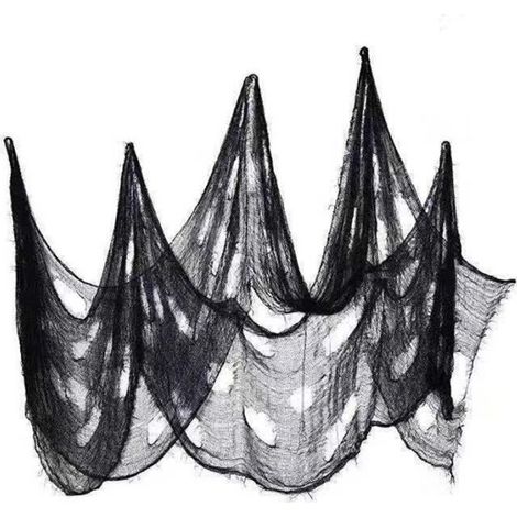 Halloween Chiffon Effrayant Gaze Spooky Chiffons,ANNEFLY 200CMx500CM,Mousseline en Coton Décorations pour Fêtes d'halloween,Noir (1/4)