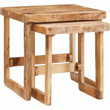 Tables gigognes 2 pcs Marron Bois de mangue massif
