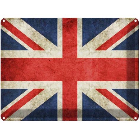 Plaque métallique 30x40 cm Drapeau du Royaume-Uni Armoiries (1/4)
