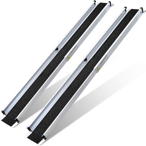 Randaco Rampe pour fauteuil roulant Rampe de chargement 2x Pliable Alu Surface Antidérapante 213 cm 300KG (1/5)