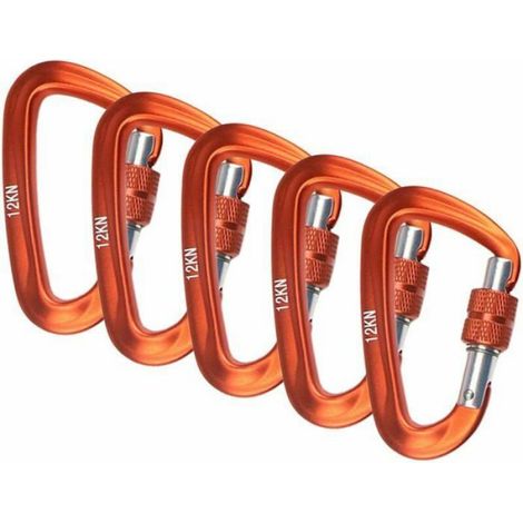 Mousqueton - Fermeture A Vis - Charge De Travail 12 Kn - Pour Camping Randonnee Hammock Bateau - Lot De 5 (1/4)