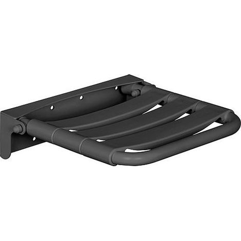 Strapontin Elida en inox/PP antibacterien, noir mat 360x100x370mm, avec fixation (1/2)