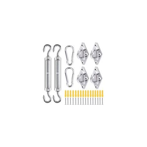 Kit de Fixation pour Voile d'Ombrage, 40pcs Kit de Montage Fixations en Acier Inoxydable 304, Accessoires de Matériel pour Auvents Carrés Rectangle et Triangulaires, Terrasse, Jardin (1/5)