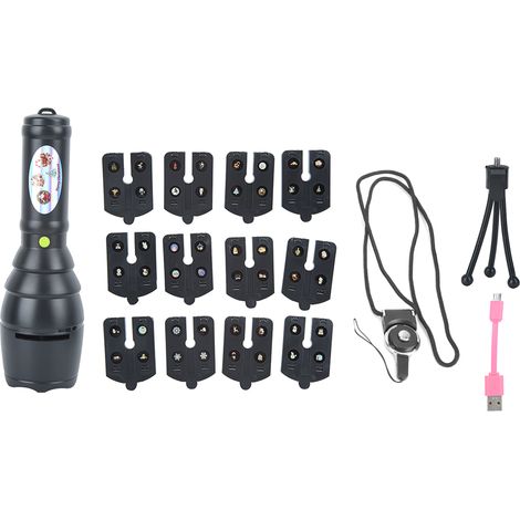 Lampe torche portable LED musicale avec projecteur et 12 motifs pour les fêtes, Noël et HalloweenNoir (1/5)