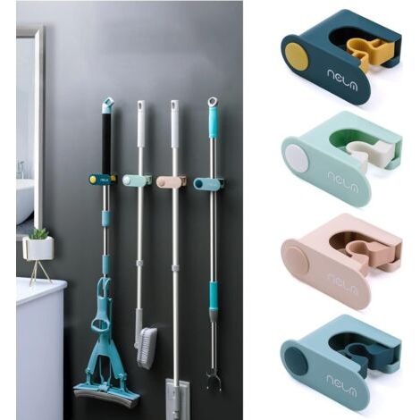 Lot de 4 supports muraux pour balai et balai - Organisateur pour entrée, porte, salle de bain (1/5)