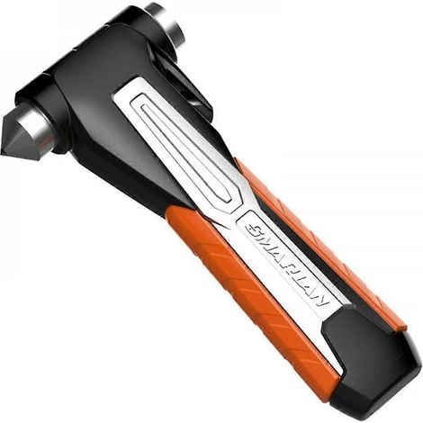 Marteau de sécurité portable pour voiture, marteau de voiture en acier tungstène de qualité supérieure, avec coupe-ceinture de sécurité, camping - Noir (1/5)