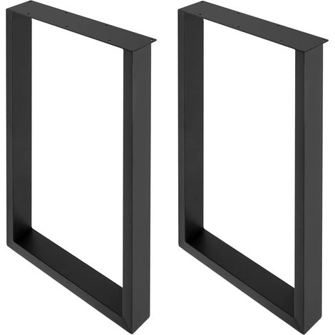 Pieds de Table Rectangulaires 710x450 mm Lot de 2 Pieds de Bureau en Acier, Charge Max. 200 kg pour Bureau, Table à Manger, Établi, Plan de Travail et Table de Bar, avec 4 patins en caoutchouc, Noir (1/5)