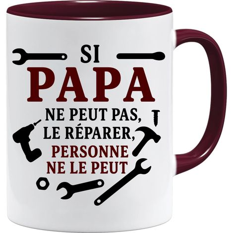 Mug si papa ne peut pas le réparer cadeau fête des pères papa bricoleur tasse humour outils homme idée cadeau anniversaire Blanc (1/5)