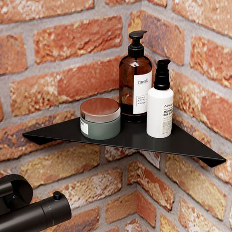 Schulte – Tablette de douche murale 23 x 23 x 3,5 cm – Fixation adhésive – Aluminium noir mat – Charge max 3 kg pour produits de bain