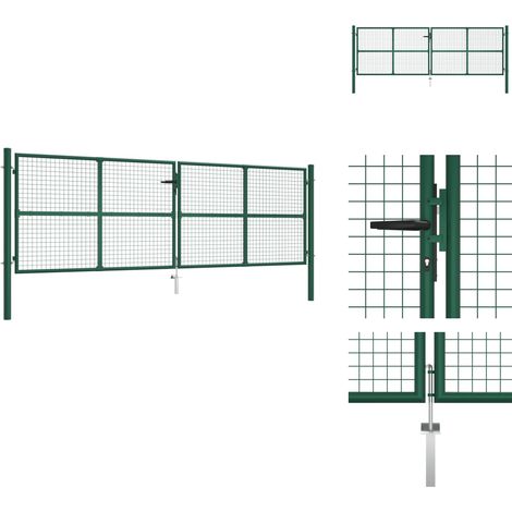Doppelstabmatten-Doppeltor Stahl 390x125 cm Grün - Doppelstabmattenzaun - Gartentor - Zaun - Metalltor - Stahltür (1/5)