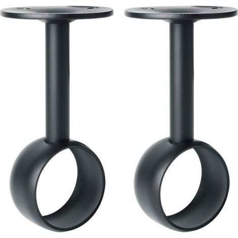 Support tringle à rideaux en acier inoxydable noir mat – Diamètre 32 mm – Lot de 2 – Résistant à l'humidité pour armoire et balcon
