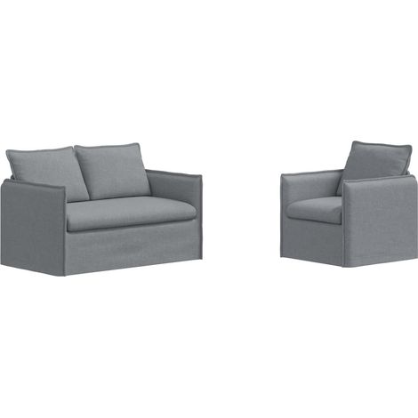 Ensemble de Canapés 2 pcs Gris clair 136 x 82 x 85 cm Tissu vidaXL (1/5)