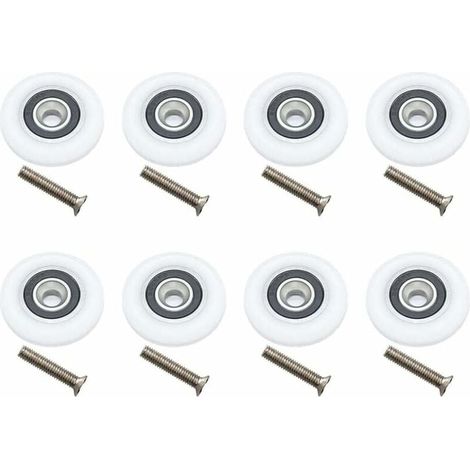 Roulette Pour Porte De Douche - Diamètre 19 mm - Fixation Vis M4 - Compatible Avec Cabines De Douche Et Baignoires - Lot De 8 (1/5)