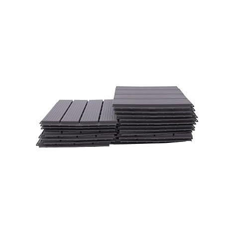Lot de 22 dalles de terrasse emboîtables en plastique - Avec système de clic - Imperméables et antidérapantes - Pour balcon, terrasse, piscine, intérieur et extérieur (1/5)