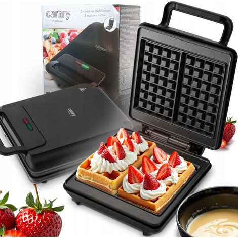 Gaufrier électrique 1200W avec plaque antiadhésive pour 2 gaufres