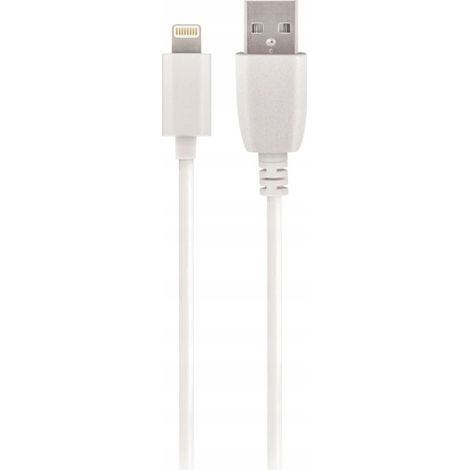 Cable USB-Lightning Maxlife de 1,0 m y 1 A, color blanco. (1/3)
