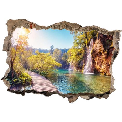 Sticker Mural Autocollant 3d Paysage Stéréoscopique Amovible En Pvc Pour Chambre Et Salon, Décoration Murale Réaliste Effet Visuel Clair, Facile à Poser Résidus (1/5)
