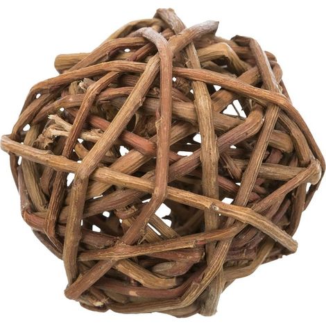 Boule en rotin de 8 cm de diamètre — boule en brins d'osier écorcés — pour ronger et lutter contre l'ennui.
