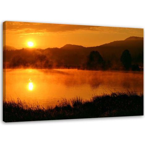 Tableau sur toile Coucher de soleil sur les montagnes 60x40 (1/5)