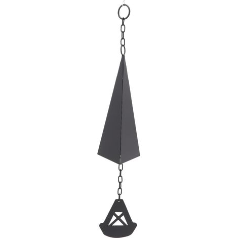 Carillon éolien triangulaire, clochette suspendue pour jardin, décoration intérieure et extérieure en fer noir avec anneau de suspension (1/5)
