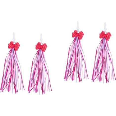 Juego de 4 serpentinas para bicicleta (2 pares) con lazos de lunares – Mezcla de rosa y lila, ideales para bicicletas de niñas. (1/4)
