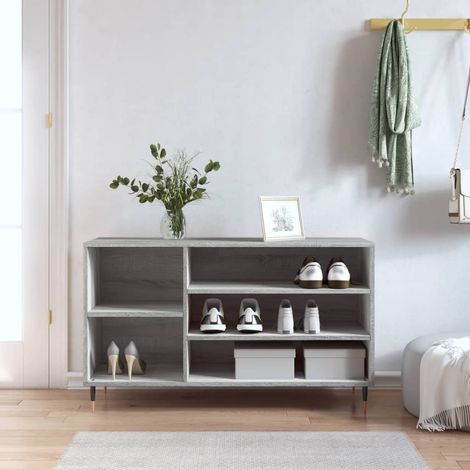 Schuhregal Grau Sonoma 102x36x60 cm Holzwerkstoff (1/5)