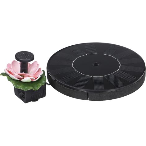 Kit pompe fontaine solaire + fleur option, pompe à eau plastique noire 160x40mm extérieur jardin étang abreuvoir à oiseaux aquarium terrasse gazon piscine DIY déco (1/3)