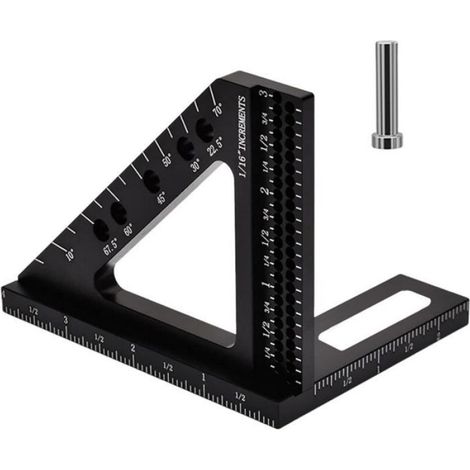 Rapporteur Carré - Aluminium - 90 Degres - Pour Menuiserie Bois - 1 Piece (1/4)