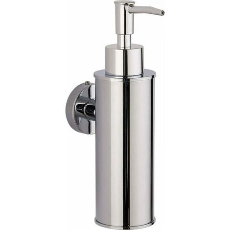 Wall-mounted soap dispenser in 304 stainless steel, for decoration (round, chrome) (1/5)
