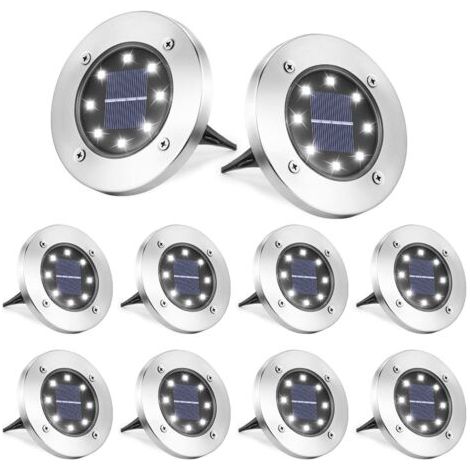 8 Pièces LED Lumière Solaire Extérieur-Lampe Solaires Jardin Au Sol-Blanc Froid Pelouse Lumière NPTERBL (1/5)