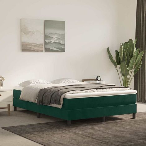 Estructura Estructura de cama con somier terciopelo verde oscuro 140x190 cm (1/5)