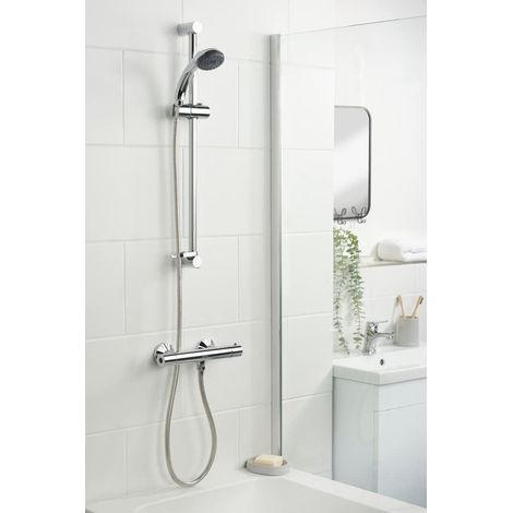 Bristan Thermostatic Bar Mixer Shower Round Chrome Exposed Valve Twin Lever