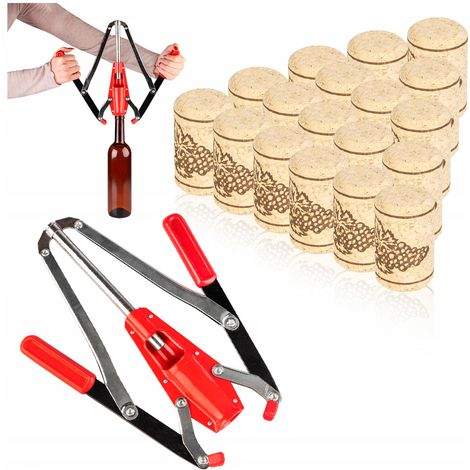Kit : 1 tire-bouchon à deux branches + 50 bouchons de liège agglomérés type « VIN » 38 x 23 mm (1/5)